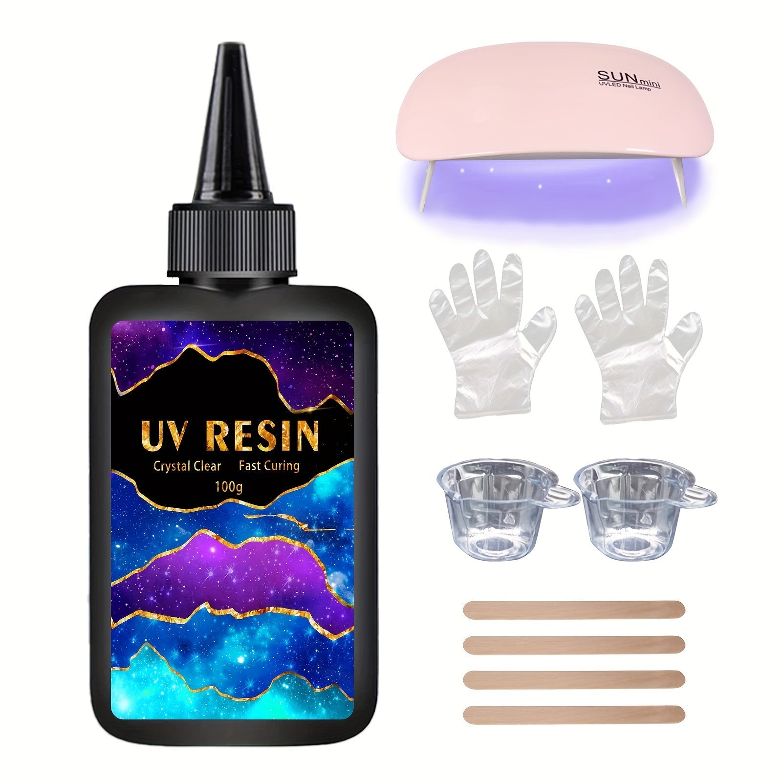 UV Resin Kit 10g 25g 60g 100g Clear Hard Epoxy for Jewelry and Art Projects