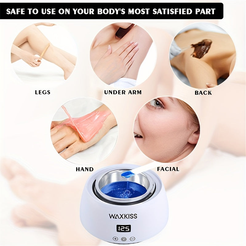 Women Waxing Kit 500ml Digital Display Hard Wax Beads White and Purple