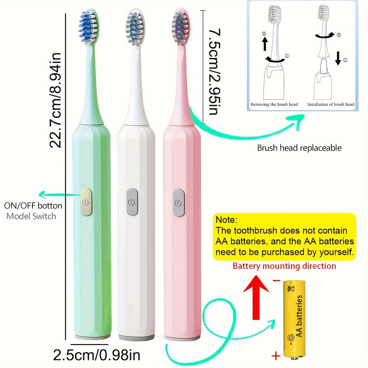 Unisex Soft Brush AA Battery Powered Portable Personal Care Tool