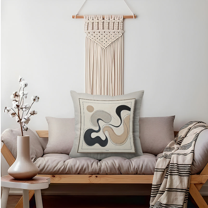 Polyester Throw Pillow Cover with Abstract Wave Design for Home Decor Sofa Bedroom