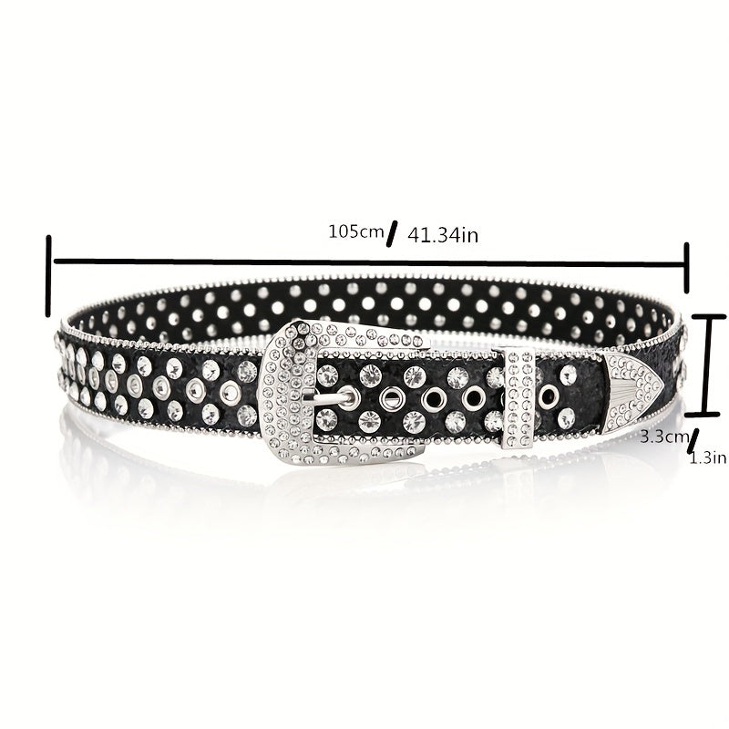 Ayollarlar uchun charm kamar, yaltirab turgan olmoslar, marjon bezaklari va oltin tokchali buckl bilan