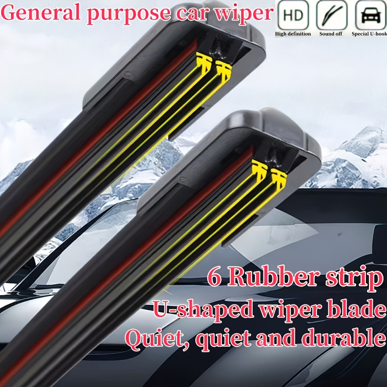 Automotive Dual-Track U-Type Wiper Blade Durable Rubber Quiet