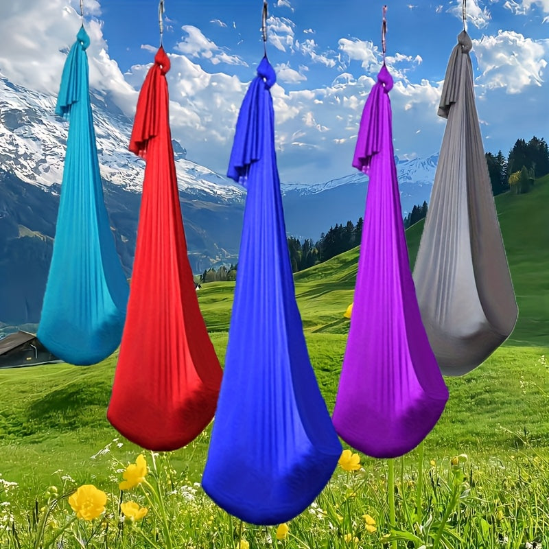 Elastic Fabric Swing Hammock 100x280cm for Indoor Outdoor Use Adjustable for Yoga Camping Picnic