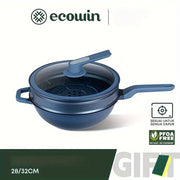 "Ecowin Non-Stick Blue Diamond Coated Wok with Steamer" ni taqdim etamiz - 27.94 sm/32.0 sm katta o'lchamlarida mavjud, bu wok mustahkam, korroziyaga chidamli va barcha plitalar bilan mos keladigan qilib ishlab chiqarilgan. Kuzda pishirish uchun mukammal.