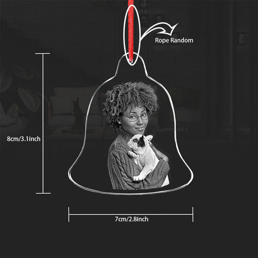 Personalized Acrylic Photo Bell Ornament for Couples and Adults, Transparent Acrylic