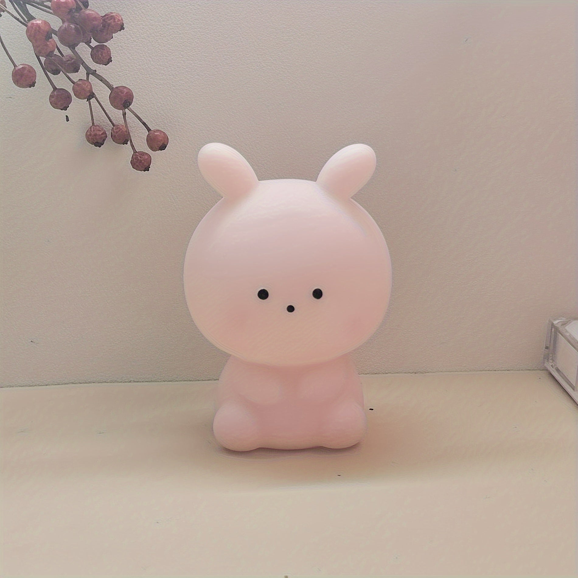 Big Head Rabbit LED Desk Lamp for Bedrooms and Outdoor Use with Replaceable Batteries