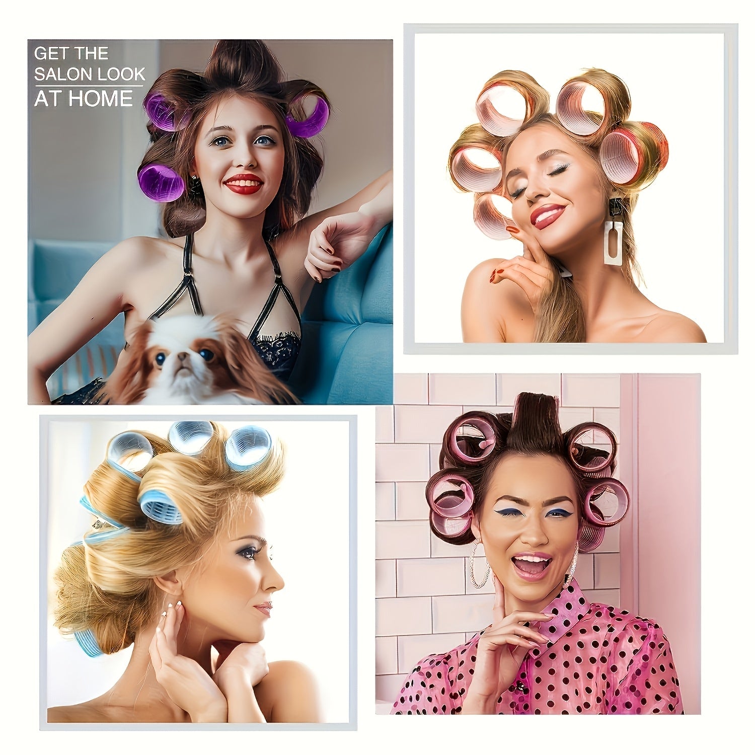 Juego de rulos para cabello unisex de 24 pinzas con peine y horquillas para cabello de longitud media a corta negro