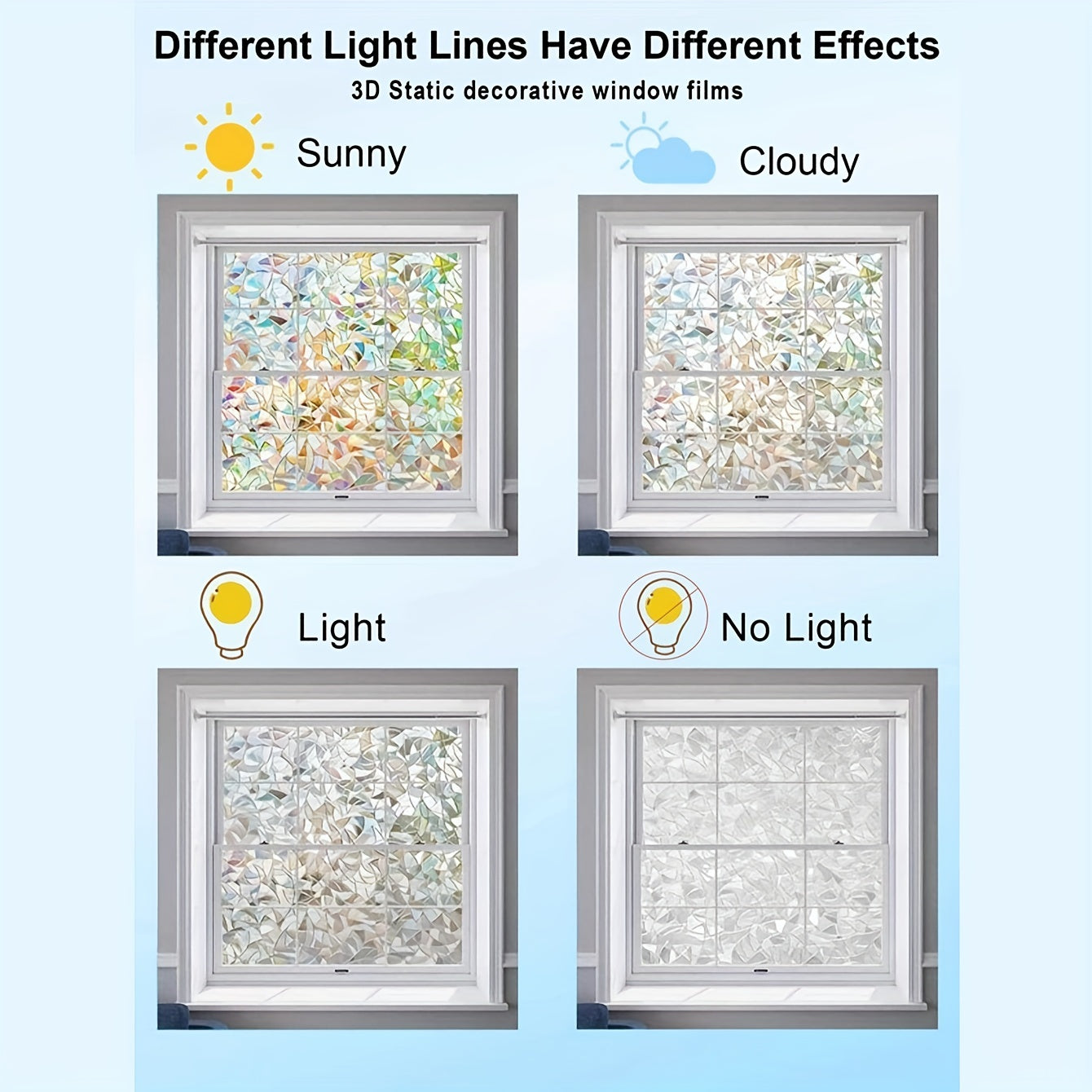 Decorative PVC Film Roll 16Mil Thick Iridescent Geometric Privacy Window Sticker