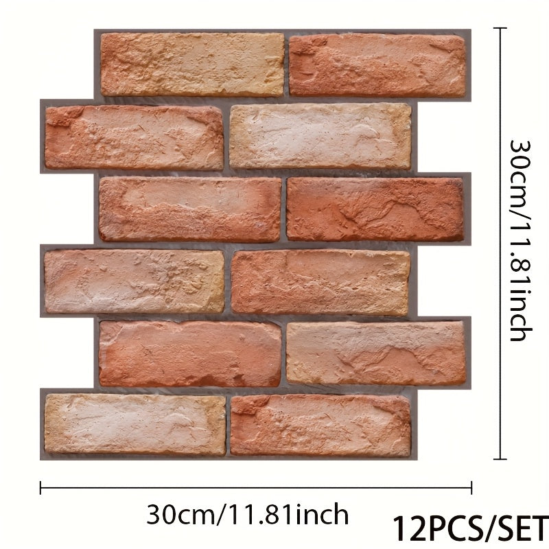 12 o'z-o'zini yopishtiradigan 3D devor paneli plitkalar, yashash xonasi va hammom uchun bezak, yaltiroq, suv o'tkazmaydigan