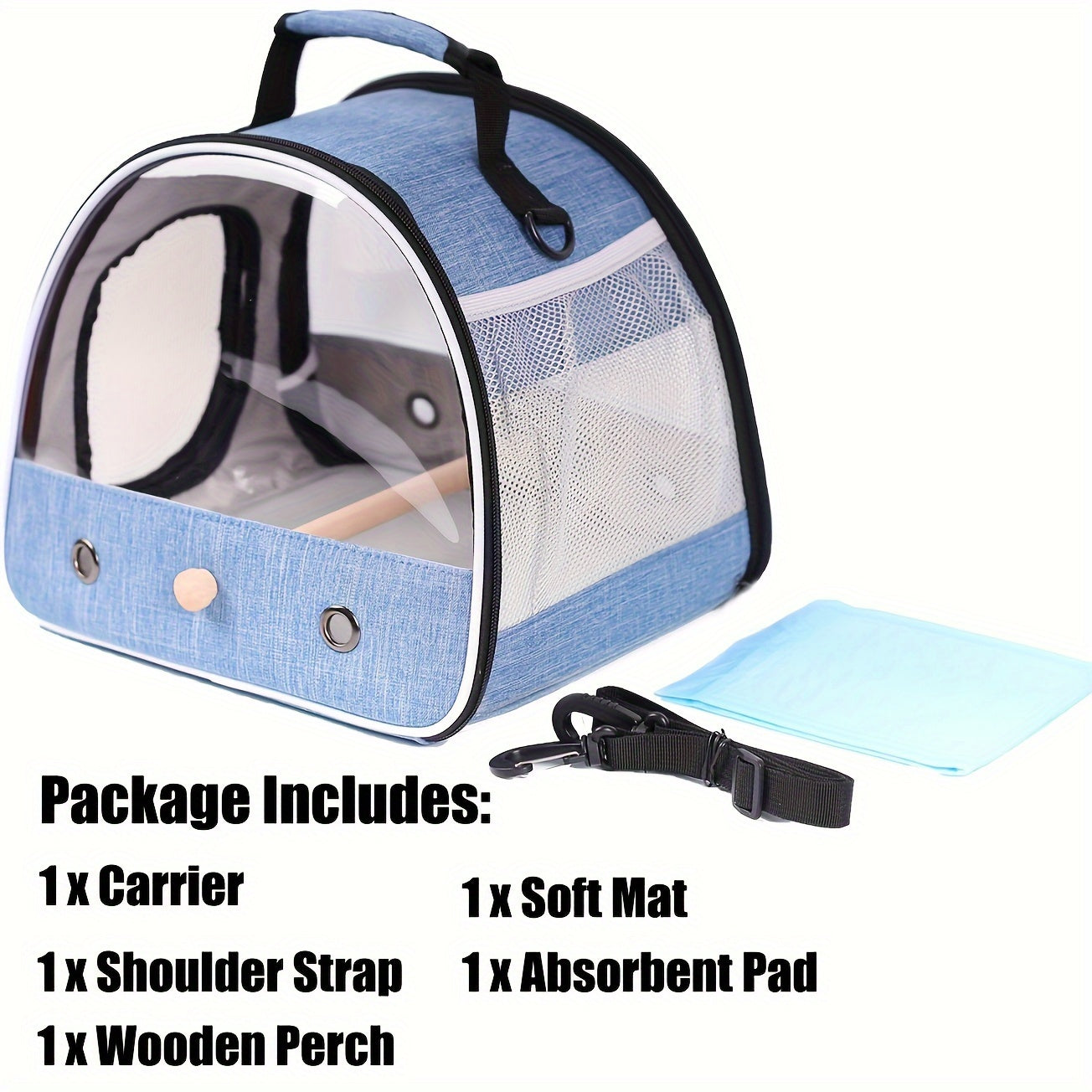 Small Linen Bird Travel Carrier Cage for Budgies Parakeets and Small Parrots Orange