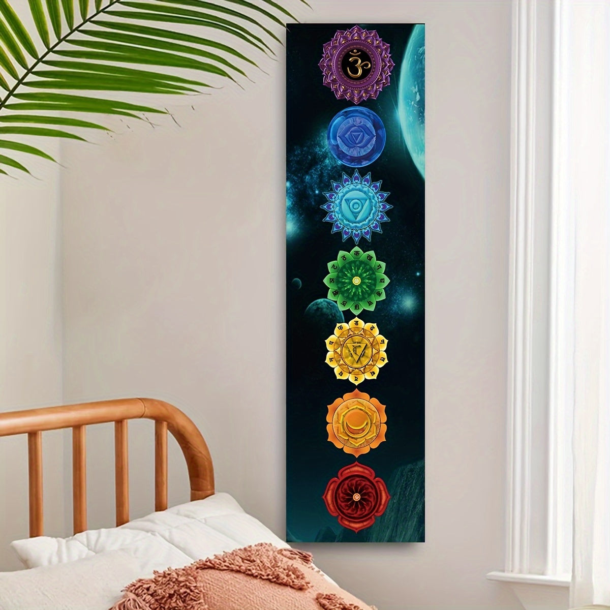 Psychedelic Chakras Wall Tapestry for Yoga Meditation Black Wall Art Decor