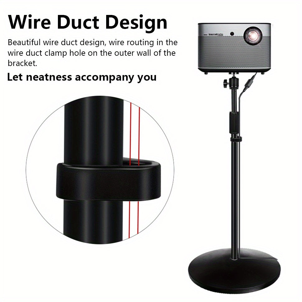 Soporte para proyector de acero resistente, ajustable en altura de 71cm a 150cm, cabeza de bola giratoria de 360°, soporte de suelo para hogar y oficina