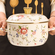 Enamel Double Ear Soup Pot Thickened High-Temperature Resistant for Electric Stove Gas Kitchenware