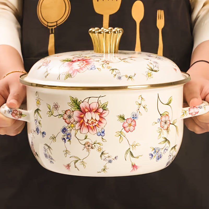 Enamel Double Ear Soup Pot Thickened High-Temperature Resistant for Electric Stove Gas Kitchenware