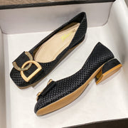 Women's Soft Sole Square Toe Low Heel Flat Shoes for Spring and Autumn