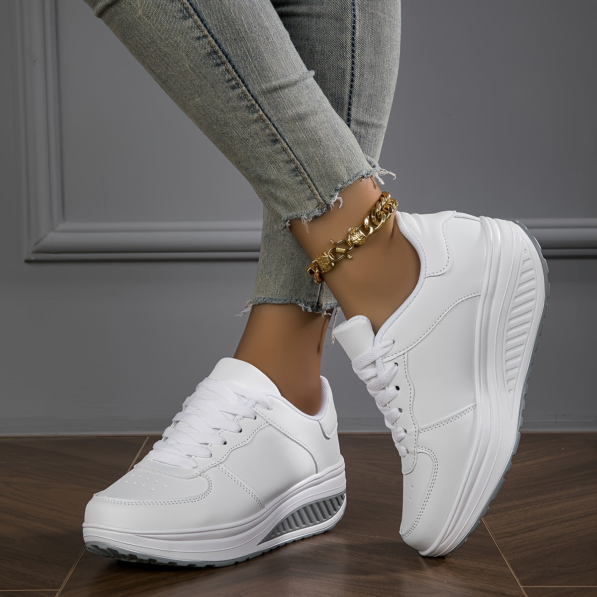 Женские кроссовки на платформе casual с шнуровкой для улицы, низкий топ, спортивная обувь