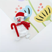 Set of Acrylic Snowman Brooch Pins Christmas Themed Holiday Accessories