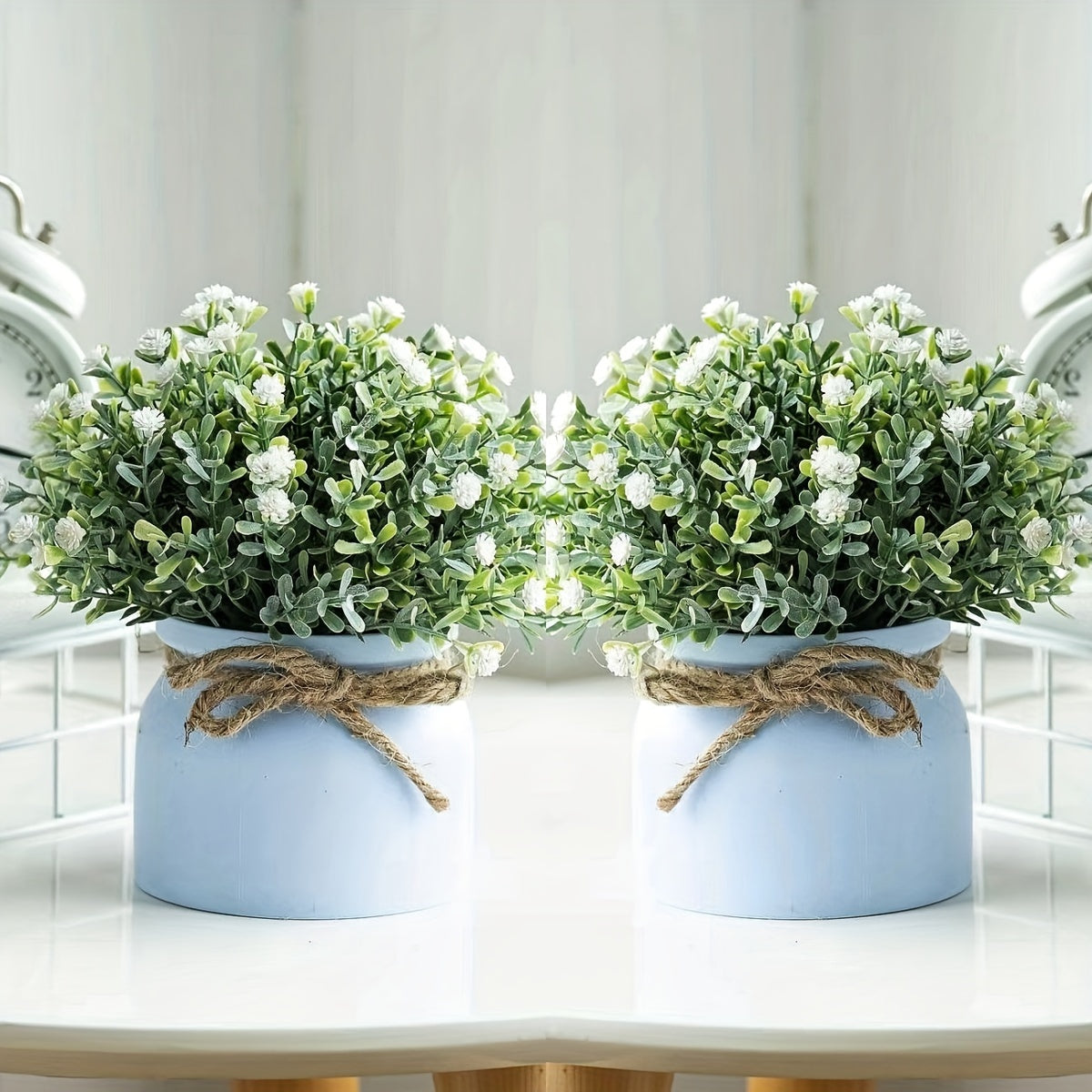 2 комплекта искусственных горшечных лаванды в макаронных горшках для внутреннего и наружного декора.
