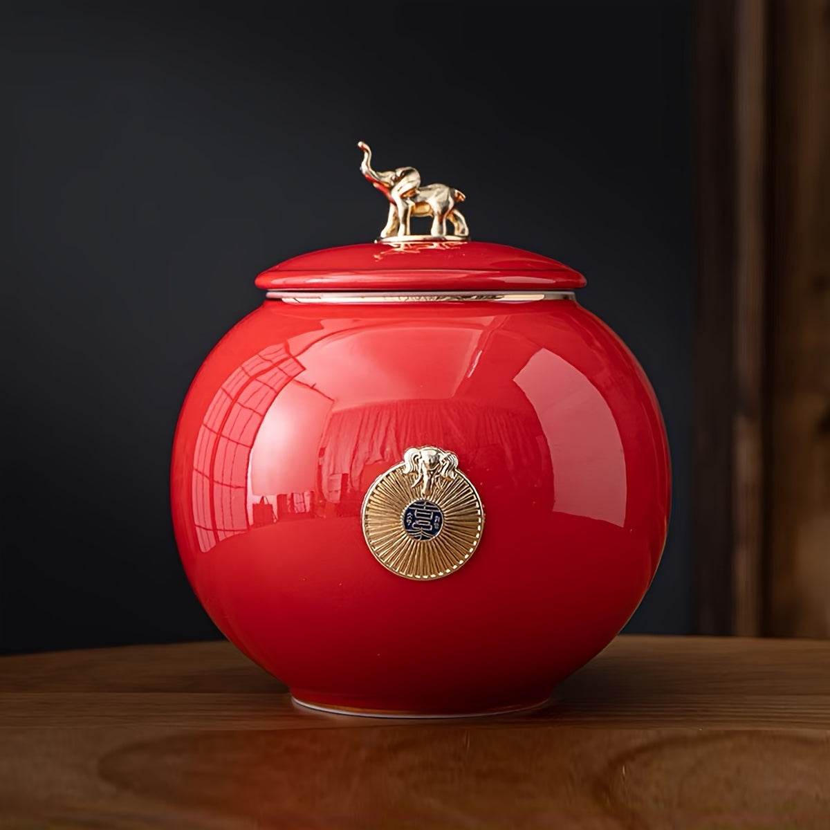 Chinese Ceramic Tea Jar Airtight Storage Canister for Coffee Beans Sugar Cereal