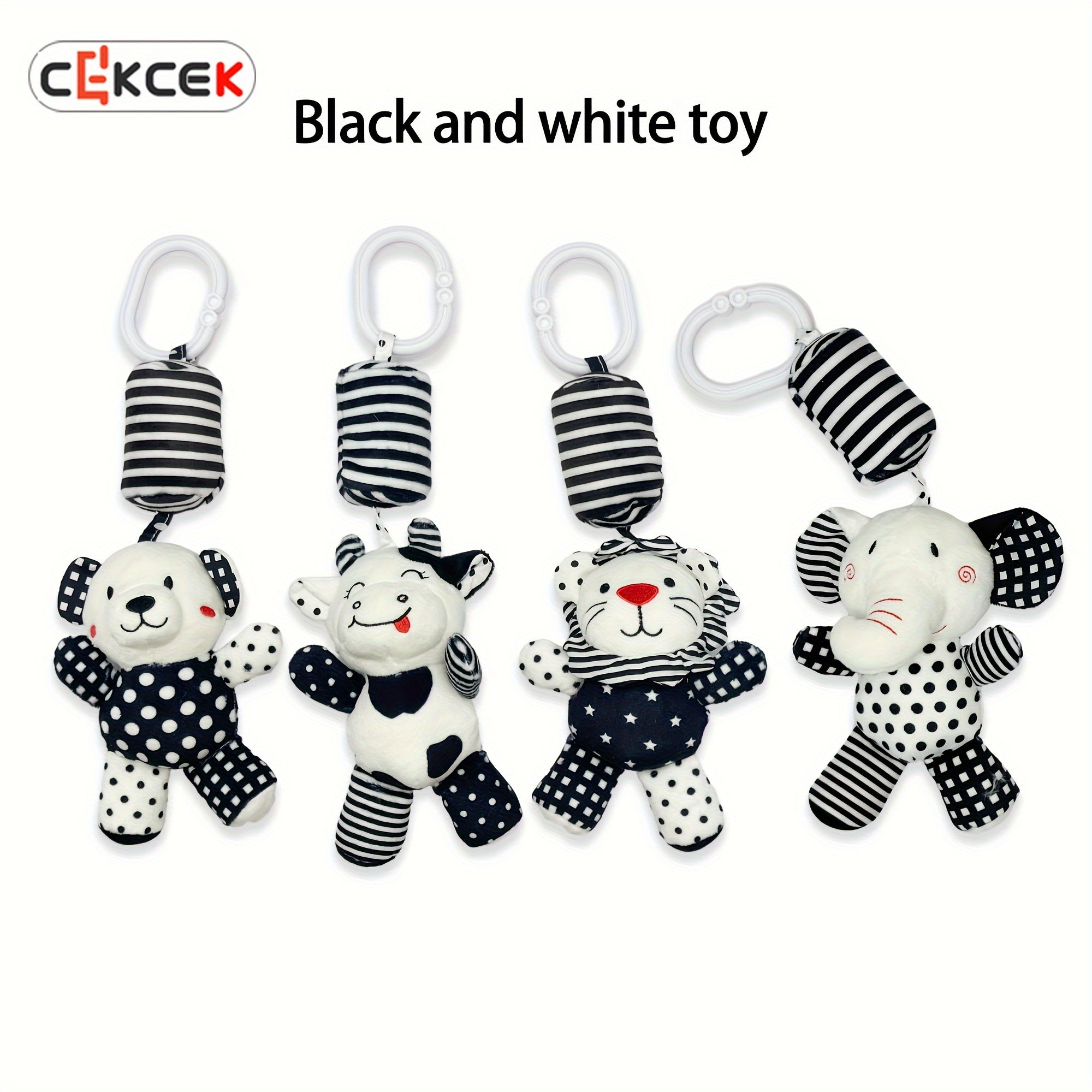Baby Black and White Wind Chime Bed Decor for Newborns Car Pendant Plush Rattle Visual Training Bell