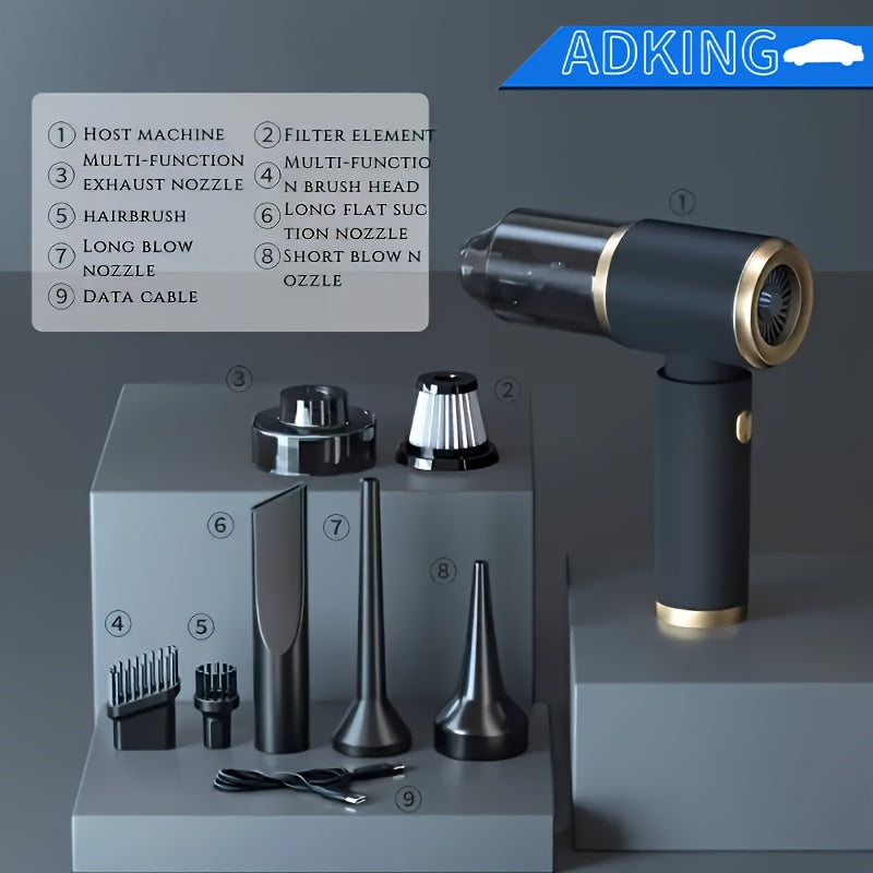 Avtomobil, uy, ofis uchun portativ qo‘l bilan ishlovchi changyutgich, ikki tomonlama 2000mAh batareyalar bilan