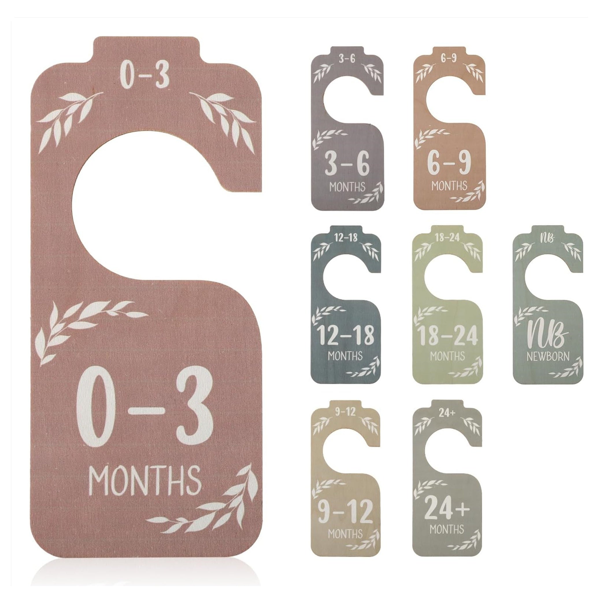 Set of 8 Wooden Baby Closet Dividers for Organizing Newborn to 24 Months
