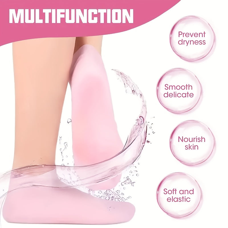 Silicone Moisturizing Foot Socks for Cracked Feet with Massage Gel