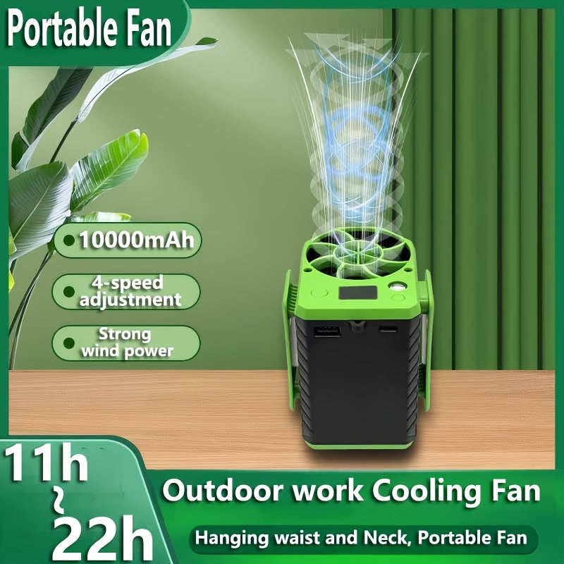 Portable fan with power bank 4-speed 8000RPM 10000mAh up to 22h outdoor travel fishing USB