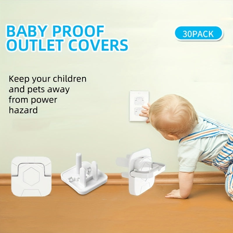Baby Proofing Outlet Safety Covers Set of 30 with Hidden Pull Handle Childproof Socket Protectors