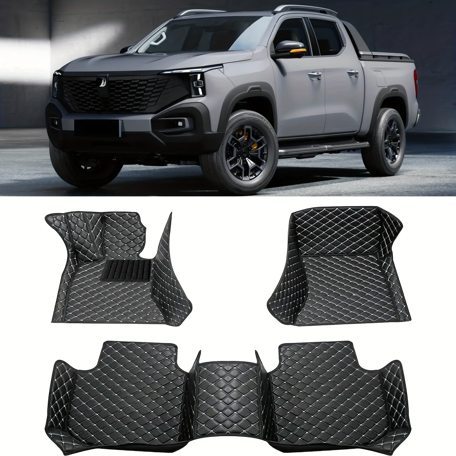 Luxury Faux Leather Car Mats Set for Left-Hand Drive Vehicles All-Weather Durable