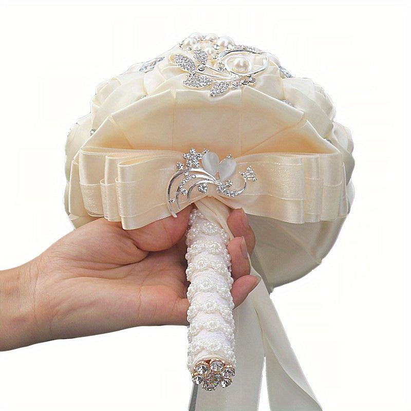 Satin Wedding Bouquet for European and American Brides with Ribbon Finish