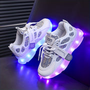 LED Sneakers for Kids and Adults Black White Blue Glow Breathable Comfortable Casual Shoes