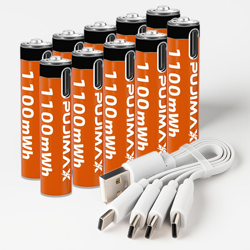 AAA 1.5V Qayta tiklanadigan Lithium-Ion Batareyasi USB-C Zaryadlash bilan simsiz qurilmalar uchun