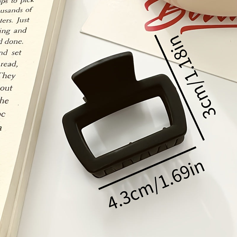 Set of 4 Matte Square Hair Claws for Women and Girls, Minimalist Plastic Hair Clips