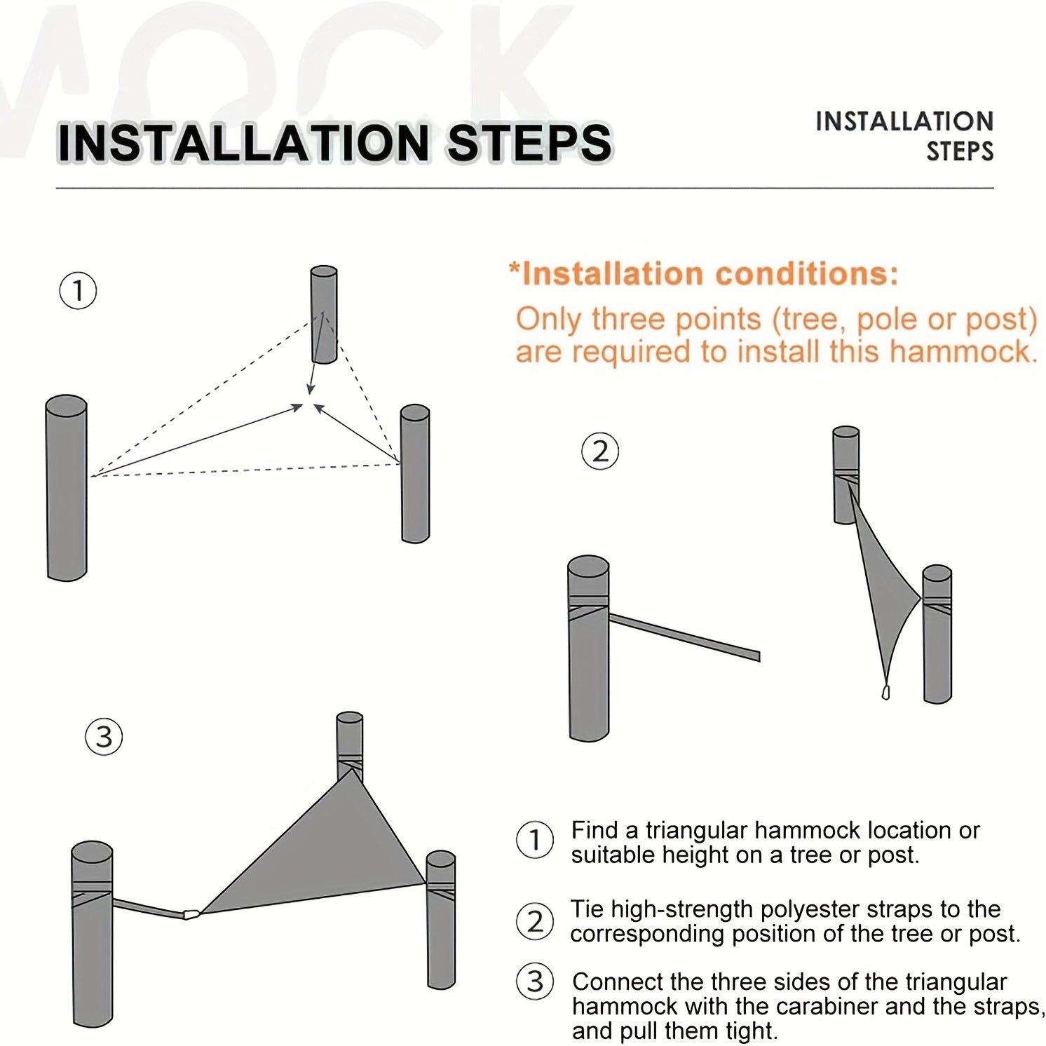 Hamaca triangular grande de poliéster para camping y relajación al aire libre