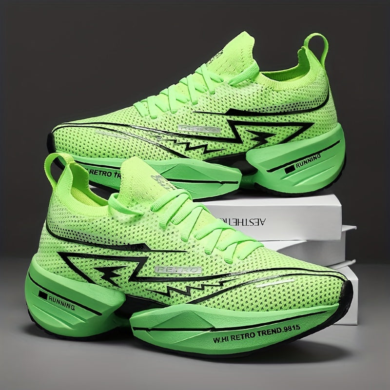 Men's All-Season Breathable Fabric Sneakers with Geometric Letter Print for Casual Running and Skateboarding