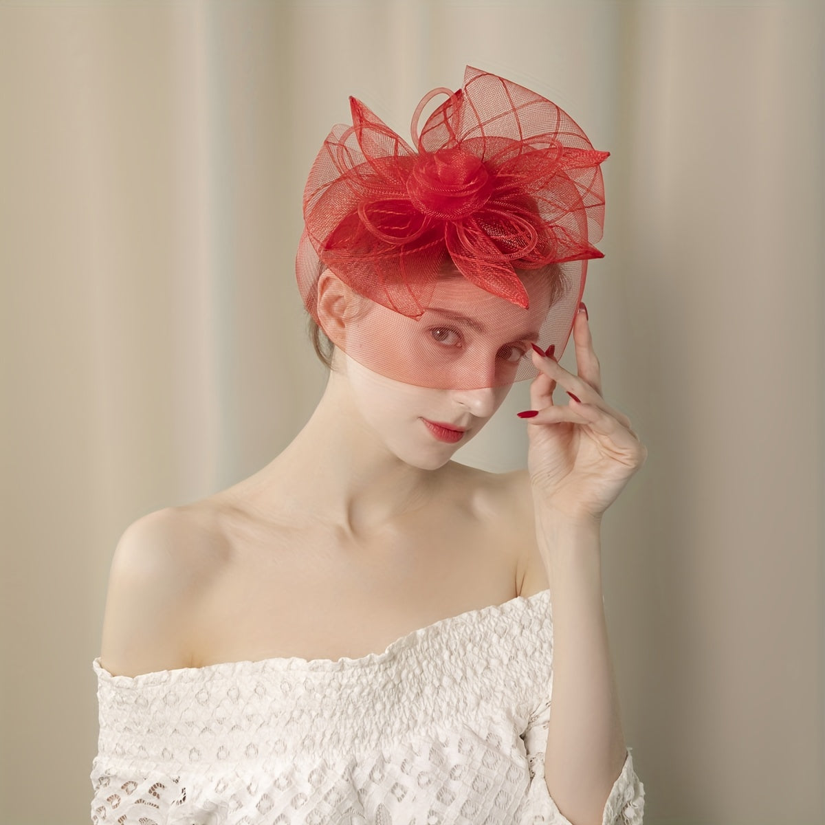 Women's Flower Mesh Feather Fascinator Headband for Weddings, Parties, and Horse Racing