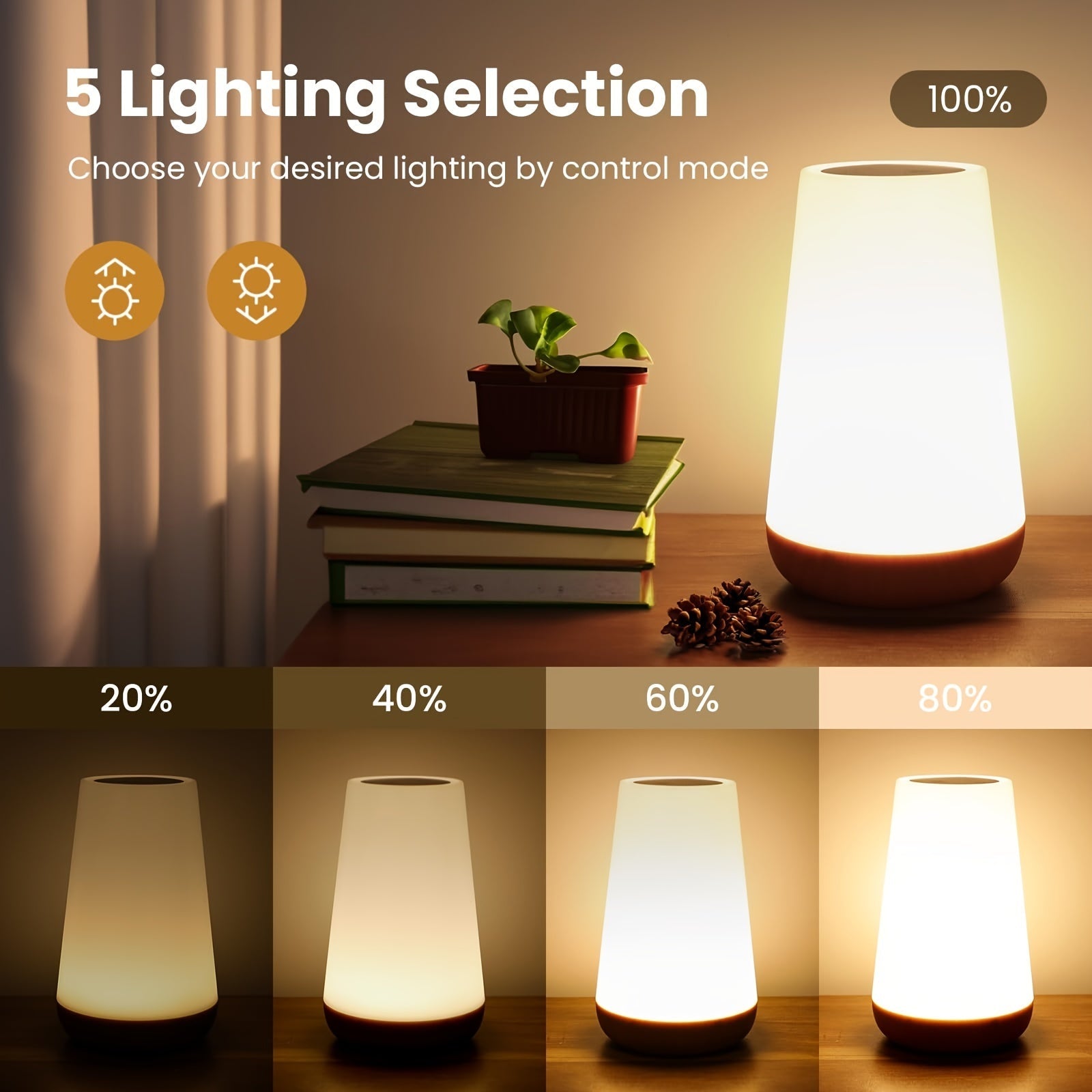 Rechargeable Touch Night Light with Remote Control RGB Warm White LED Portable Smart Brightness