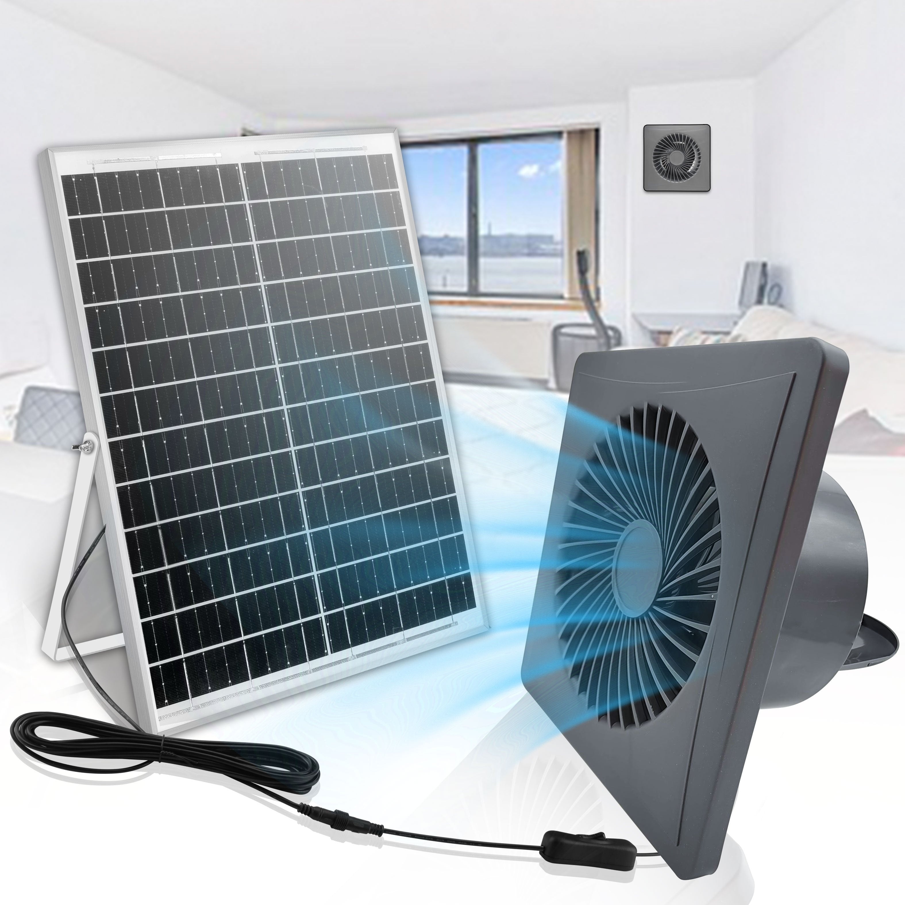 Quyosh energiyali ventilyatsiya fanlari tovuq uyi issiqxona uchun 17W 8W 6W