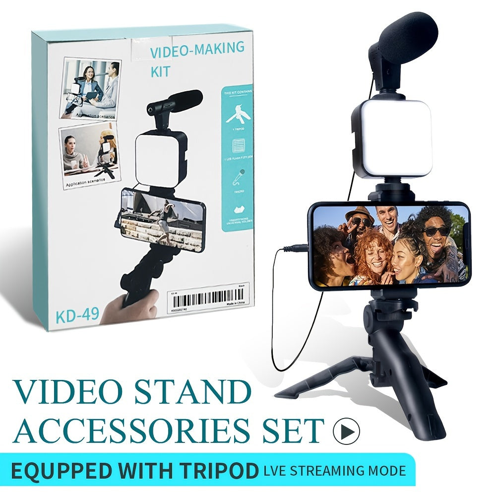 Entry-Level Vlog Mobile Shooting Kit with Fill Light, Selfie Beauty, LED Lighting, Handheld Stabilizer