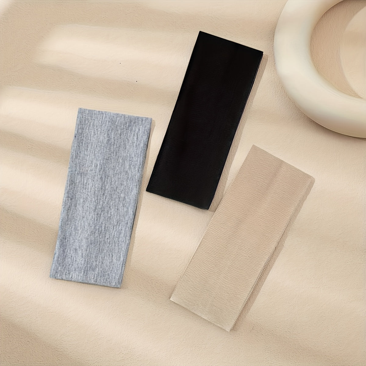 Women's Anti-Slip Headbands for Yoga Running Cycling Set of 3 Black Dark Brown Light Beige