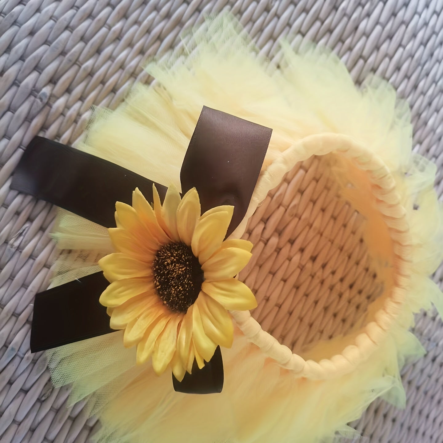 Newborn Baby Sunflower Tutu Skirt with Bow and Flower Girl Headband Photography Prop
