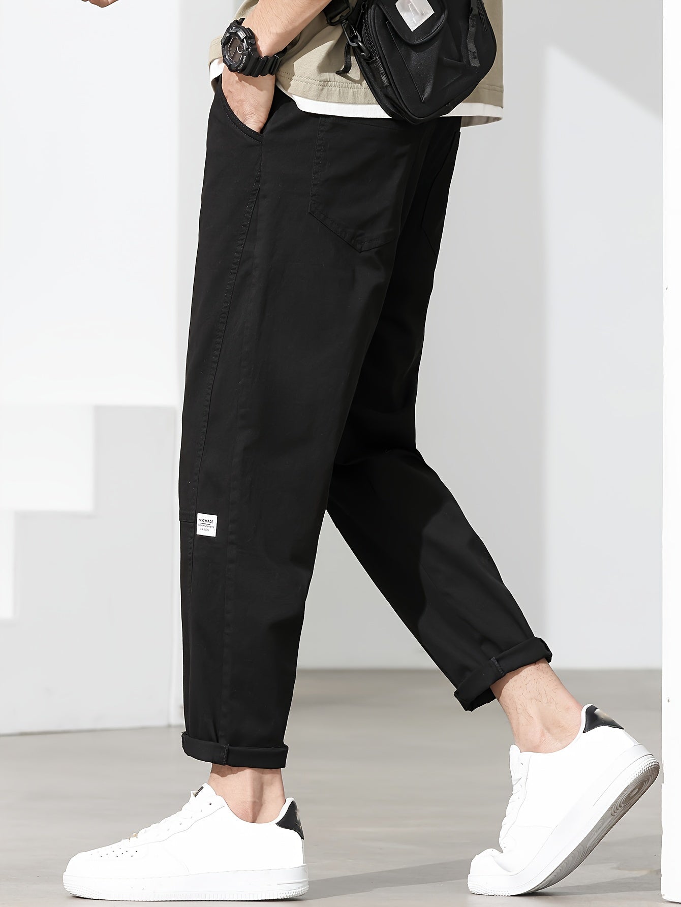 Pantalones cortos para hombre con bolsillos y estampado de alfabetos, de algodón, ajustados, de corte estrecho, casual, para todas las estaciones