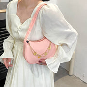 Bolso de hombro de poliéster con cierre de cremallera de cadena de mariposa para vacaciones y fiesta