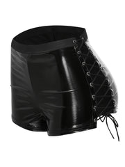 Women's Lace-Up PU Shorts and Lingerie for Cosplay