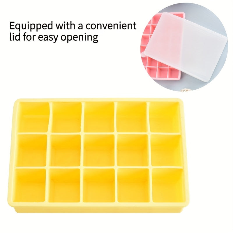 Silicone Ice Cube Tray Mold with Lid 15/24 Square Grids BPA-Free