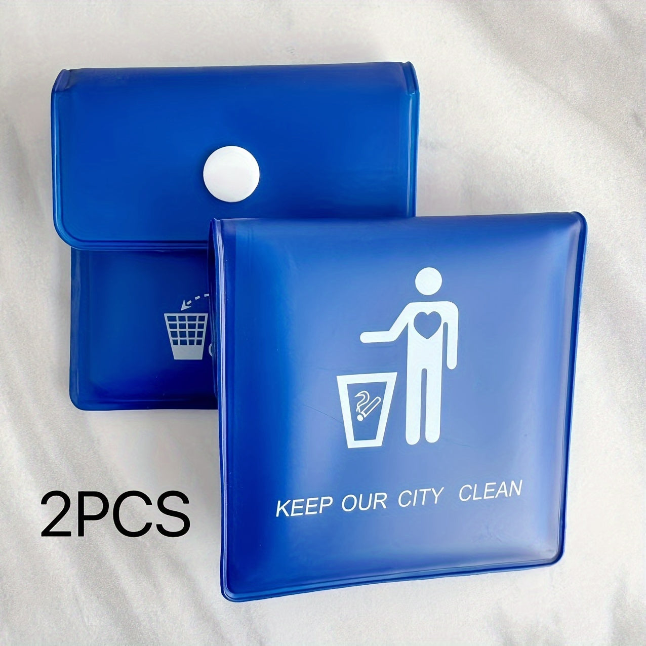 2-Pack Plastic Square Ashtrays, Fireproof Travel Pouch, Outdoor Cigarette Dispenser
