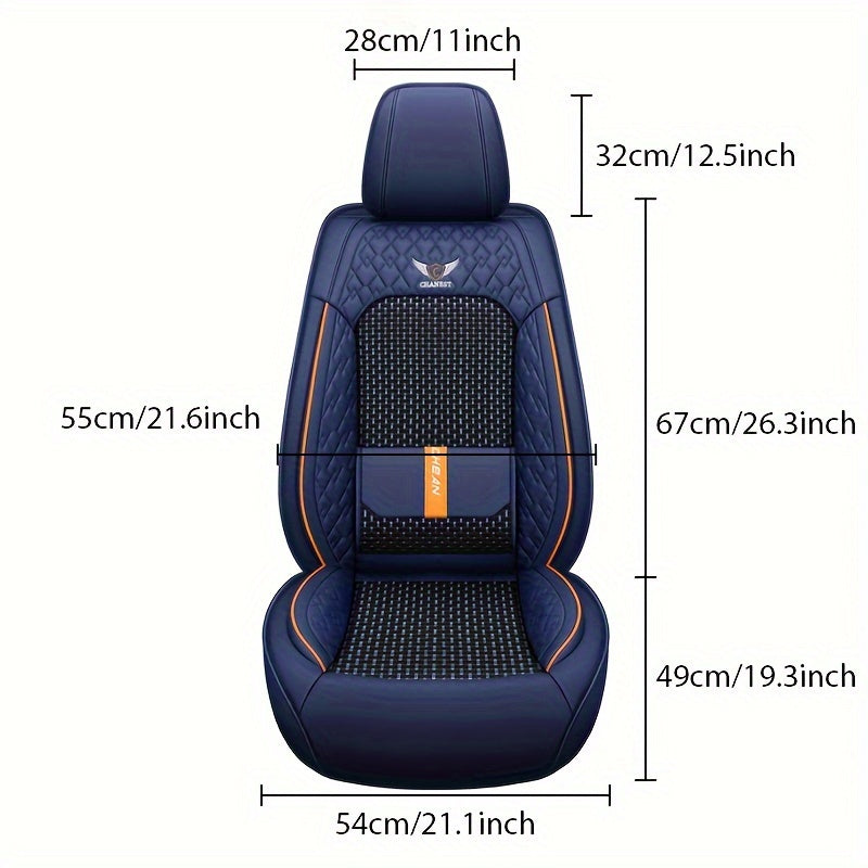 2-Pack Car Seat Cushion Set Full Coverage Icy Silk Napa Leather Breathable