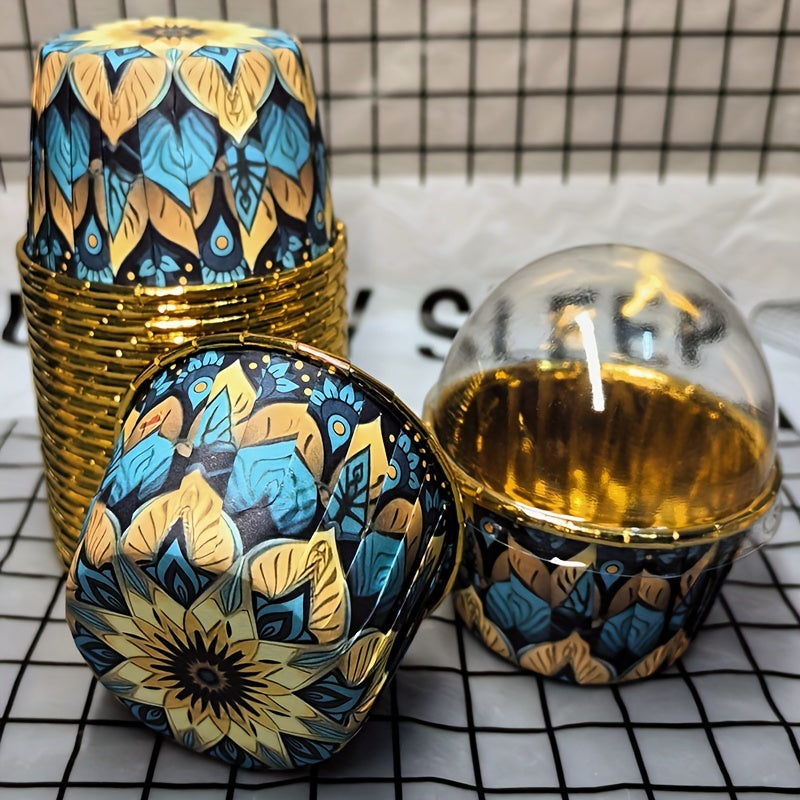 Set of 50 Disposable Paper Baking Cups, Assorted Holiday Themes, Heat-Resistant, Round Cupcake Liners