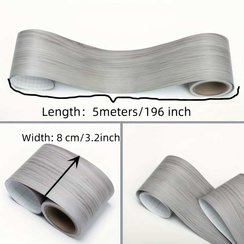 Self-Adhesive Wall Corner Decor Wood Grain Skirting Line 8cm x 5m